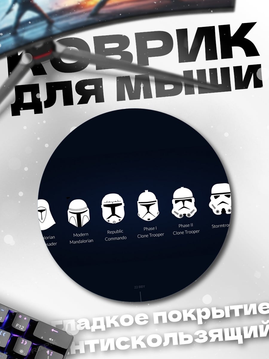 Коврик круглый шлемы звездных войн