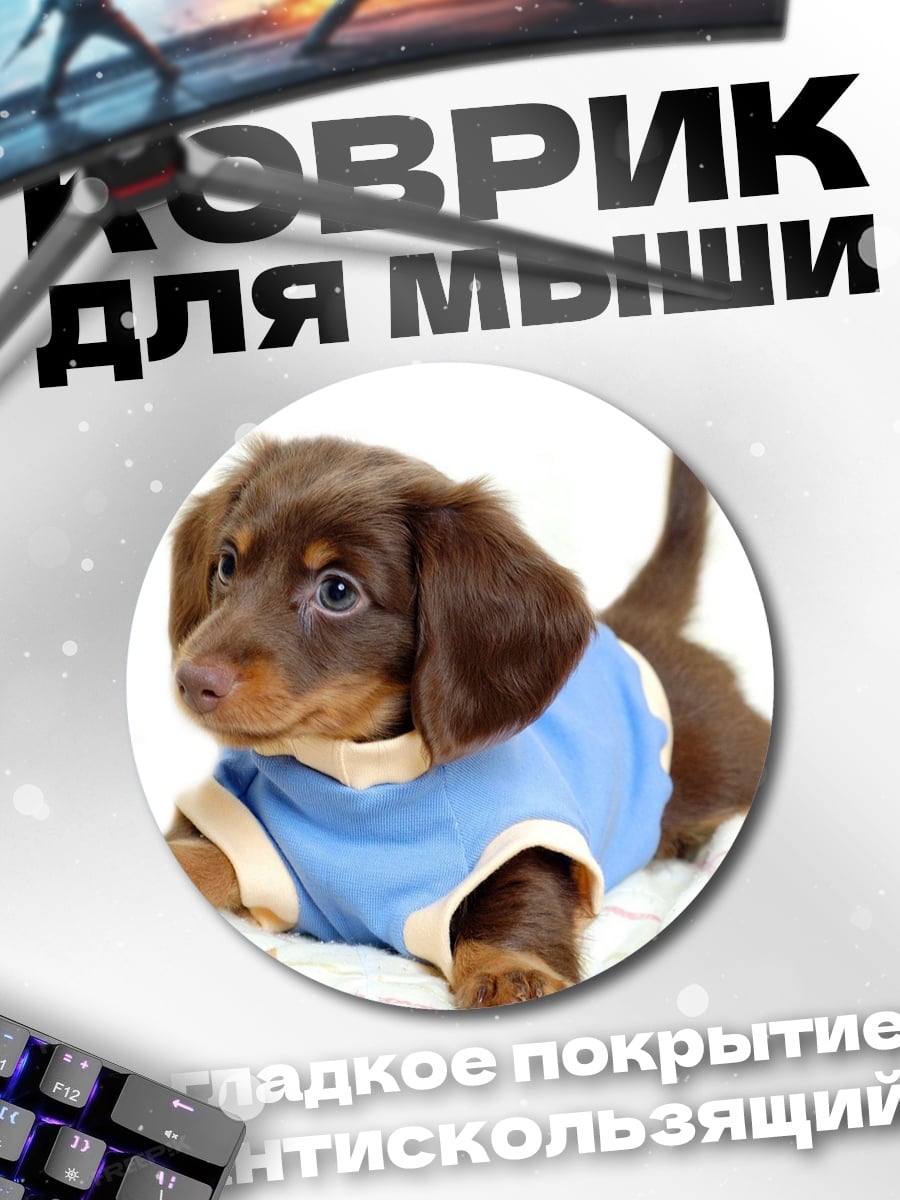 Коврик круглый Такса в футболке