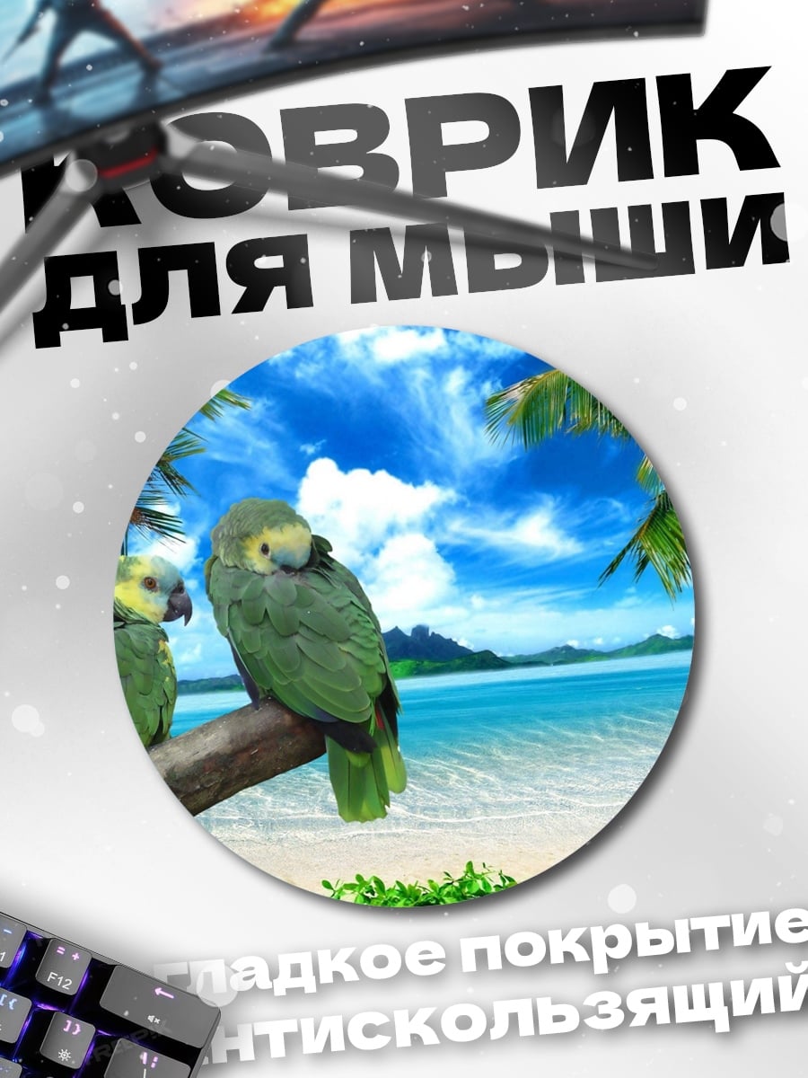 Коврик круглый Пара попугаев