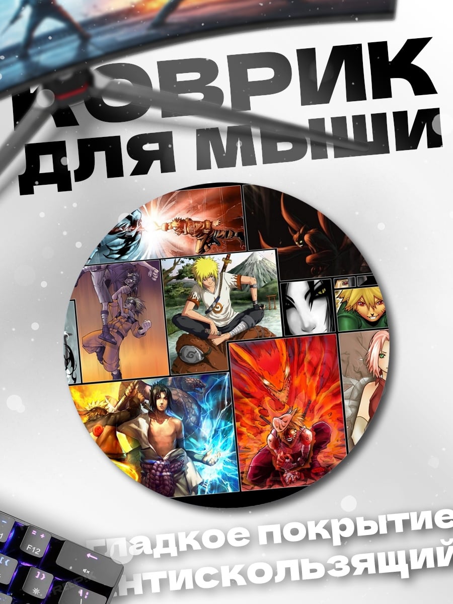 Коврик круглый Коллаж аниме персонажей