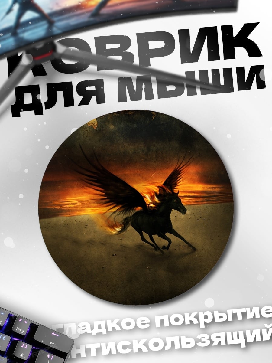 Коврик круглый Черный Пегас
