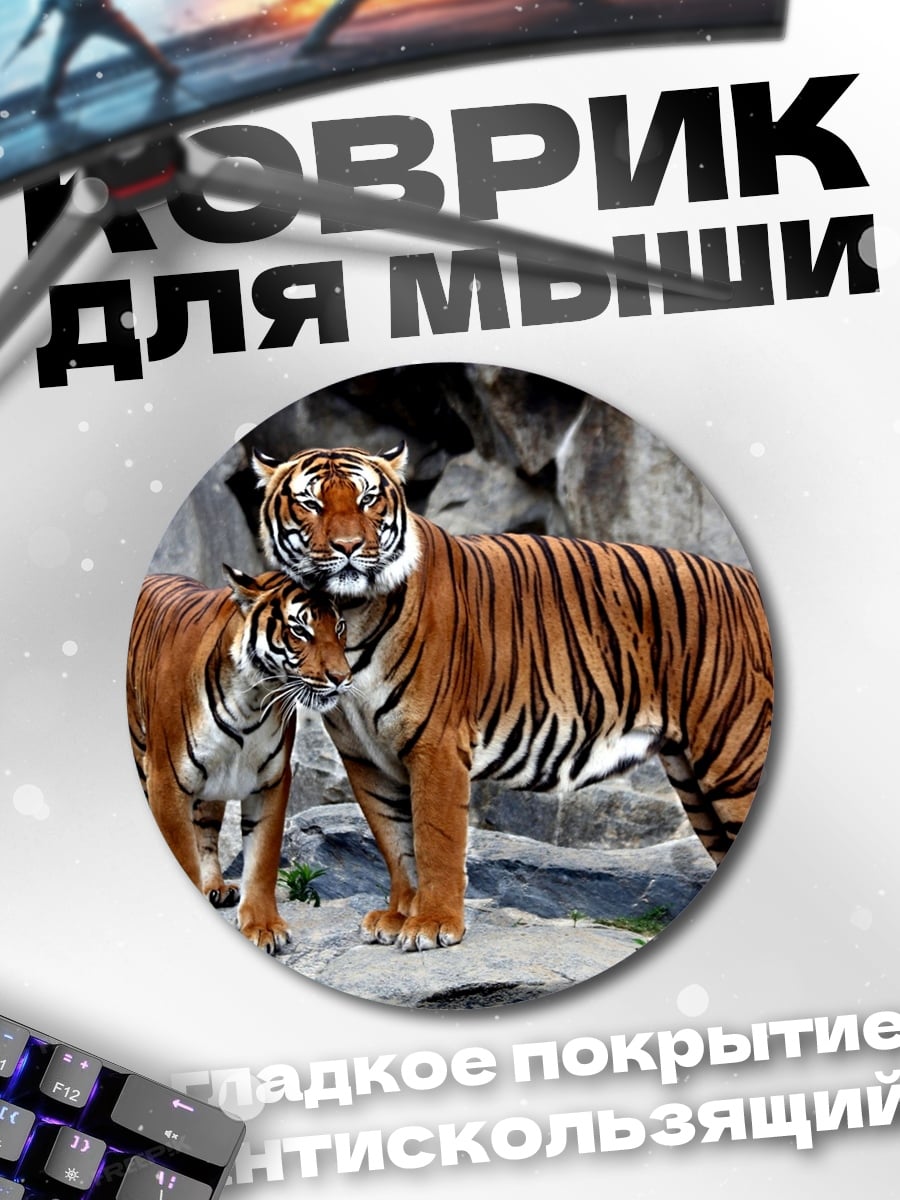 Коврик круглый Два тигра