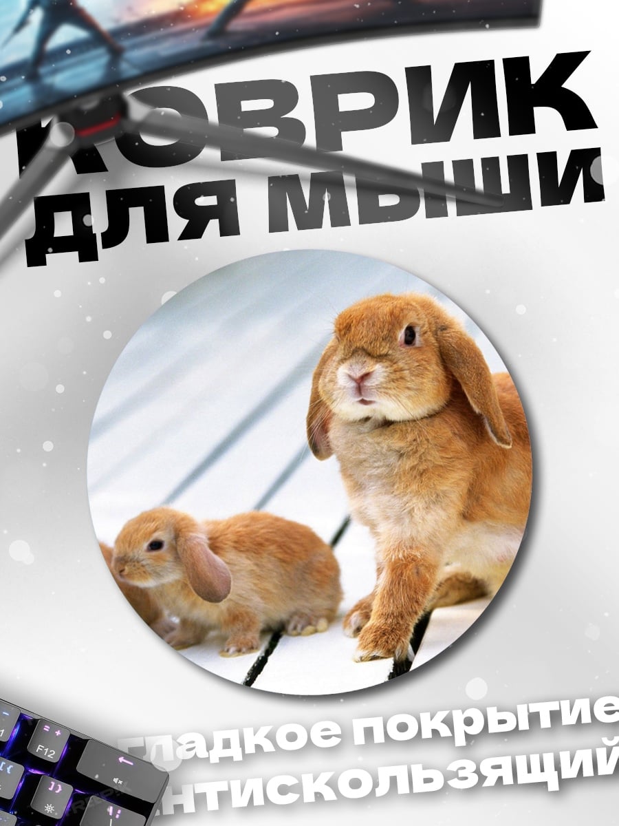 Коврик круглый семья кроликов