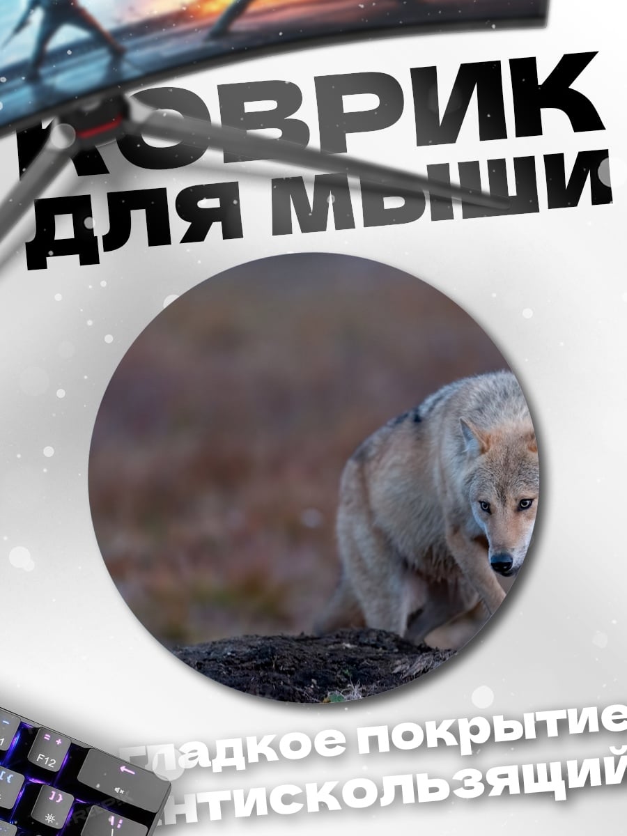 Коврик круглый Идущий волк