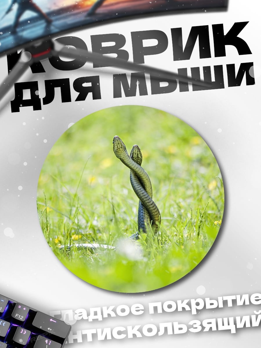 Коврик круглый Две змеи в траве