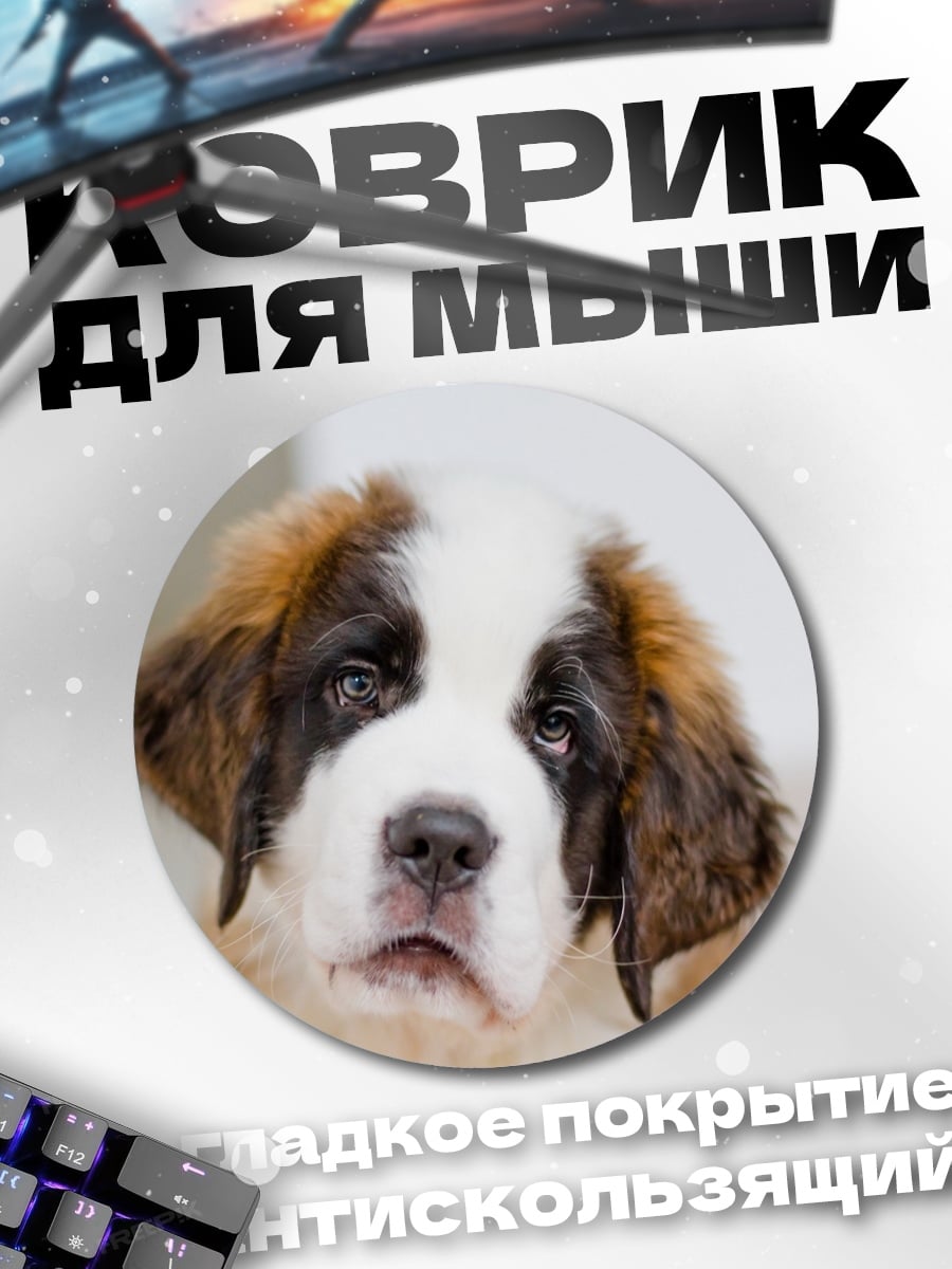Коврик круглый Щенок сенбернара