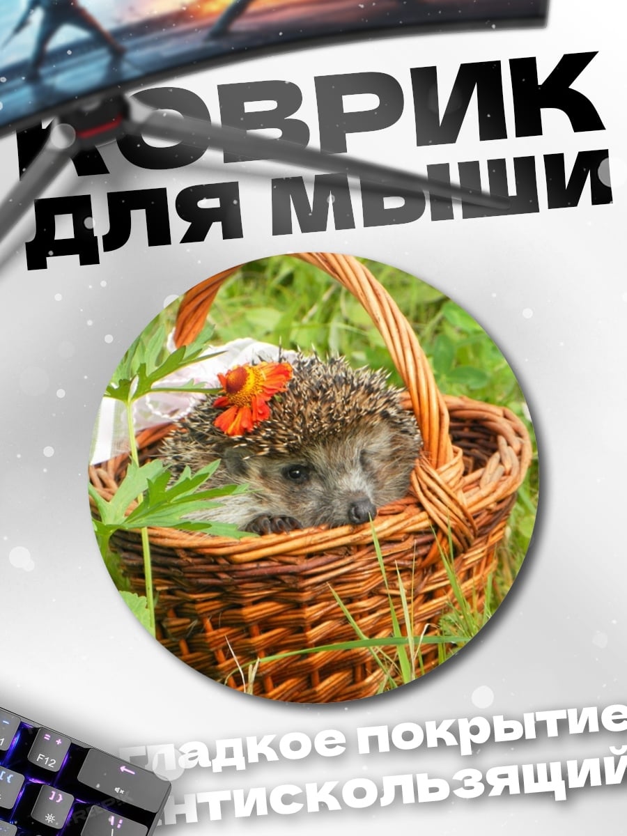 Коврик круглый Ёжик в корзине