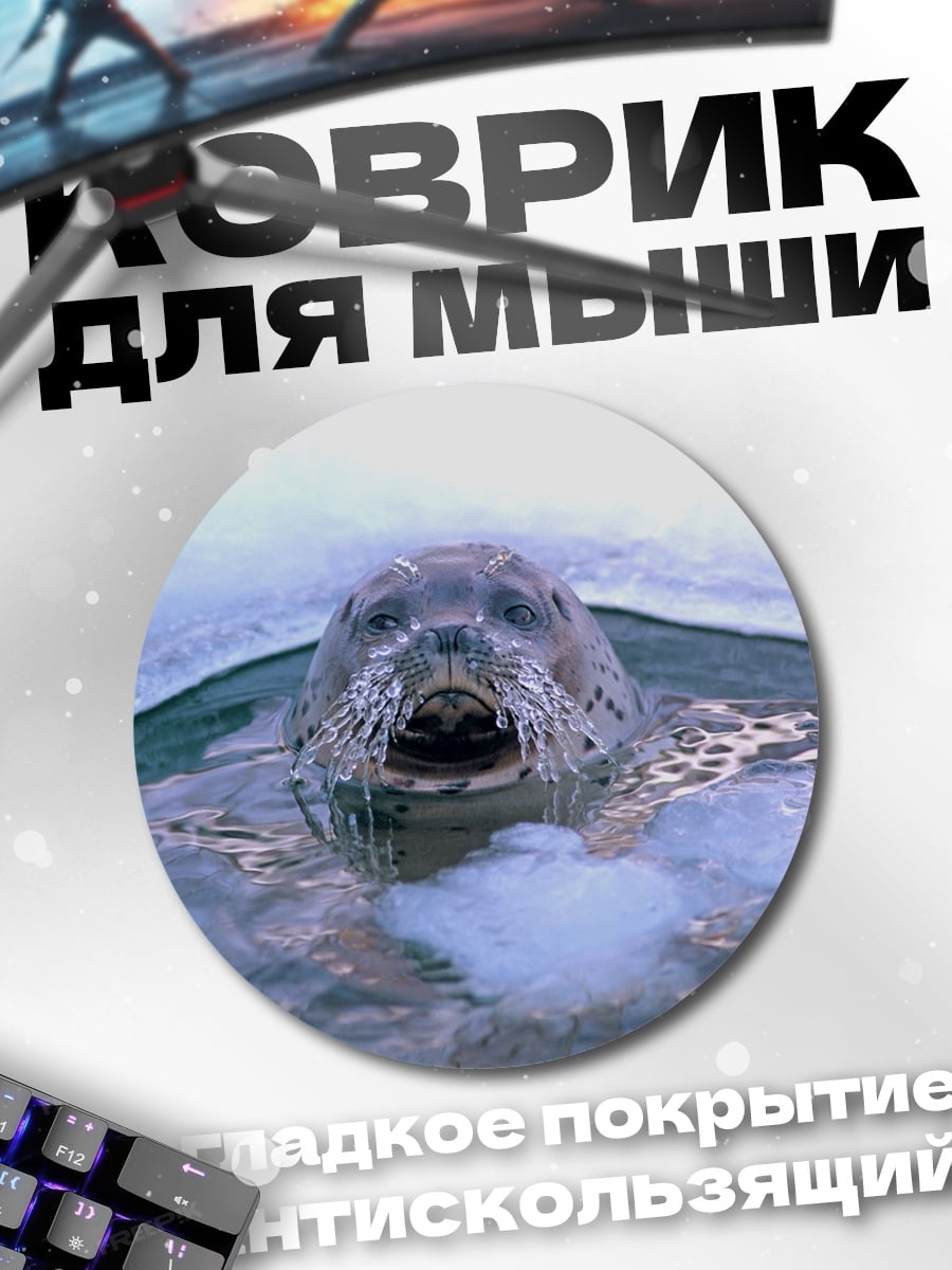 Коврик круглый Тюлень выныривает из воды