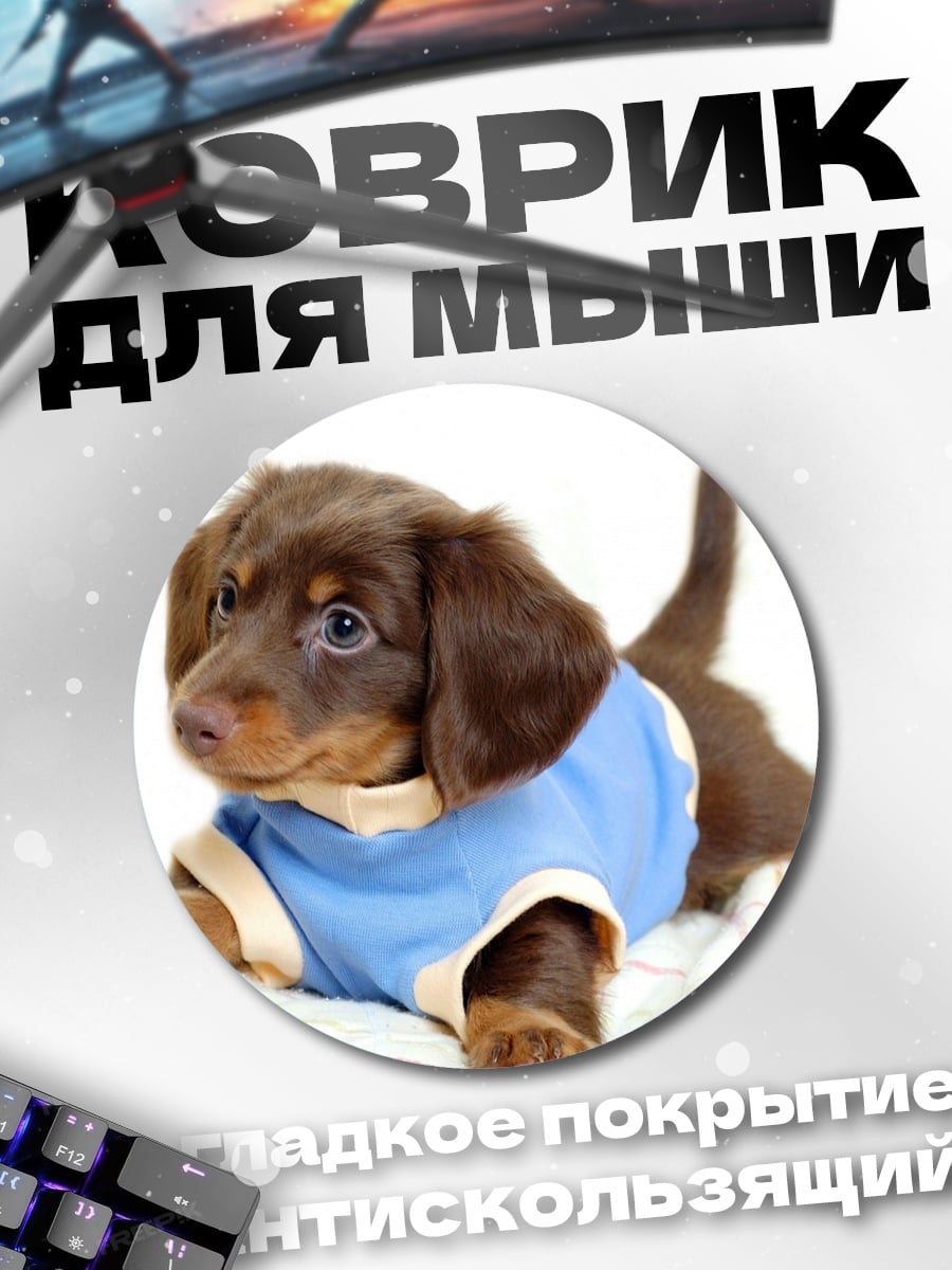 Коврик круглый Такса в футболке
