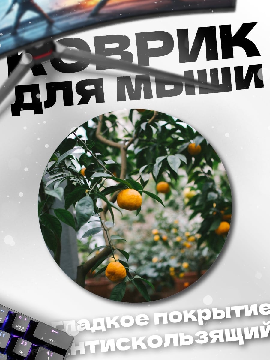 Коврик круглый Мандариновое дерево в саду