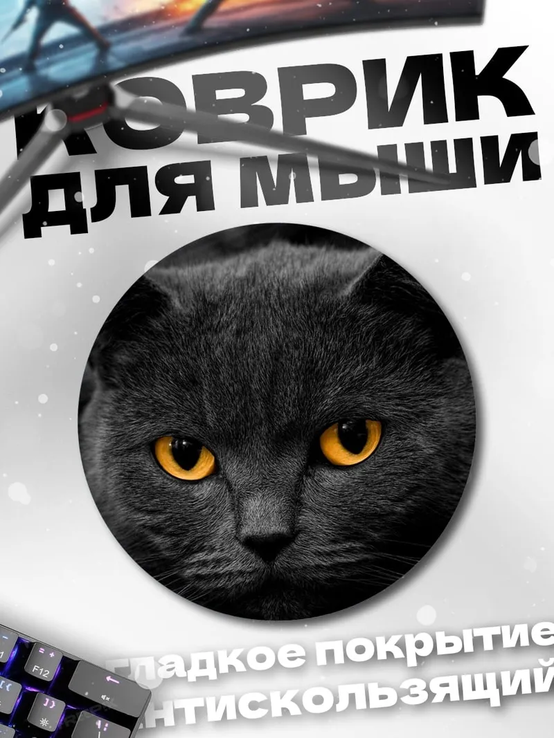 Коврик круглый Черный кот