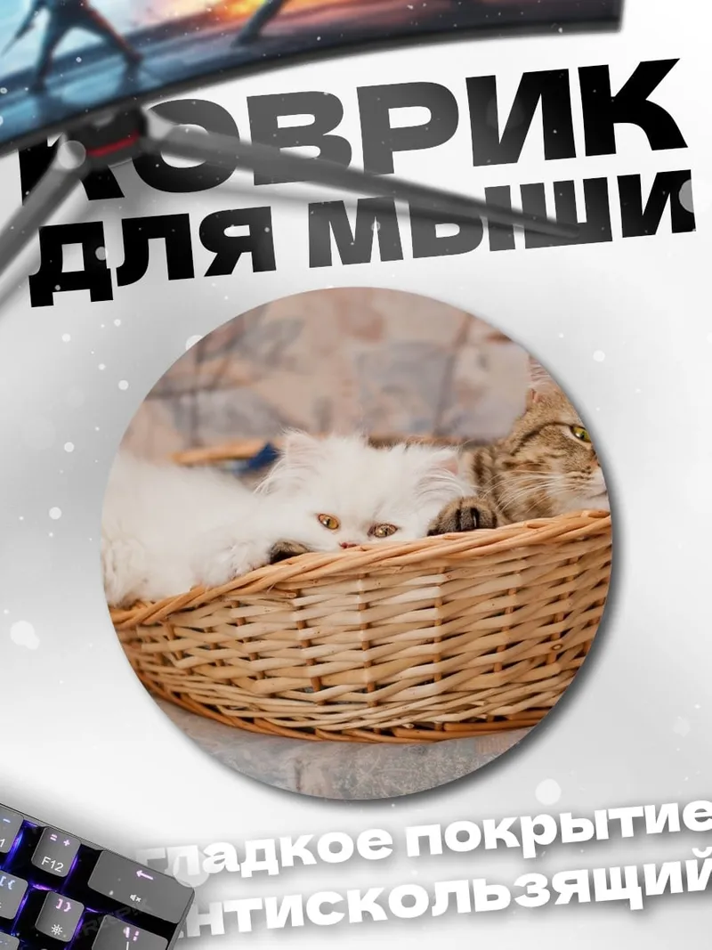 Коврик круглый Котята в корзине
