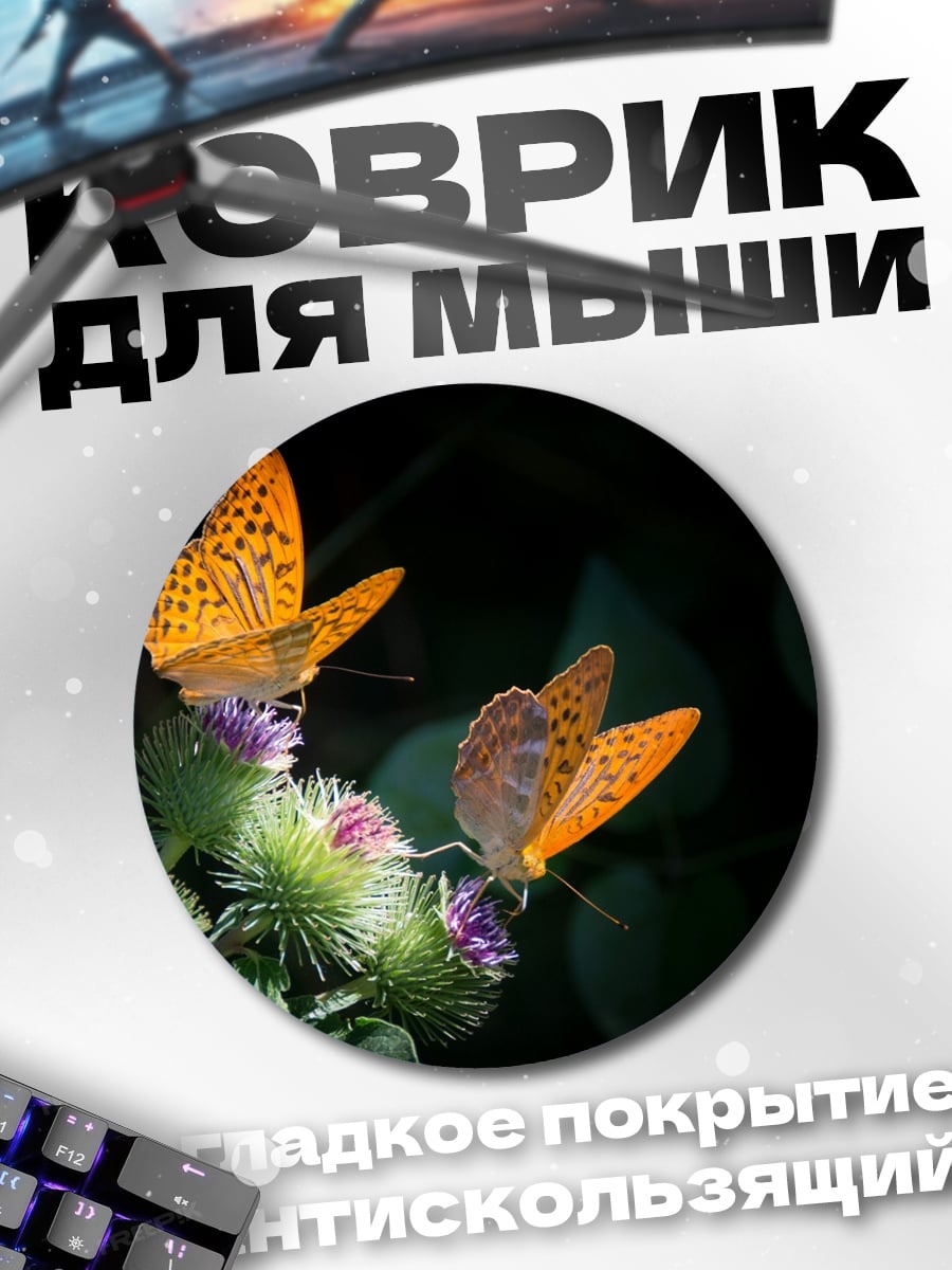 Коврик круглый Две оранжевые бабочки