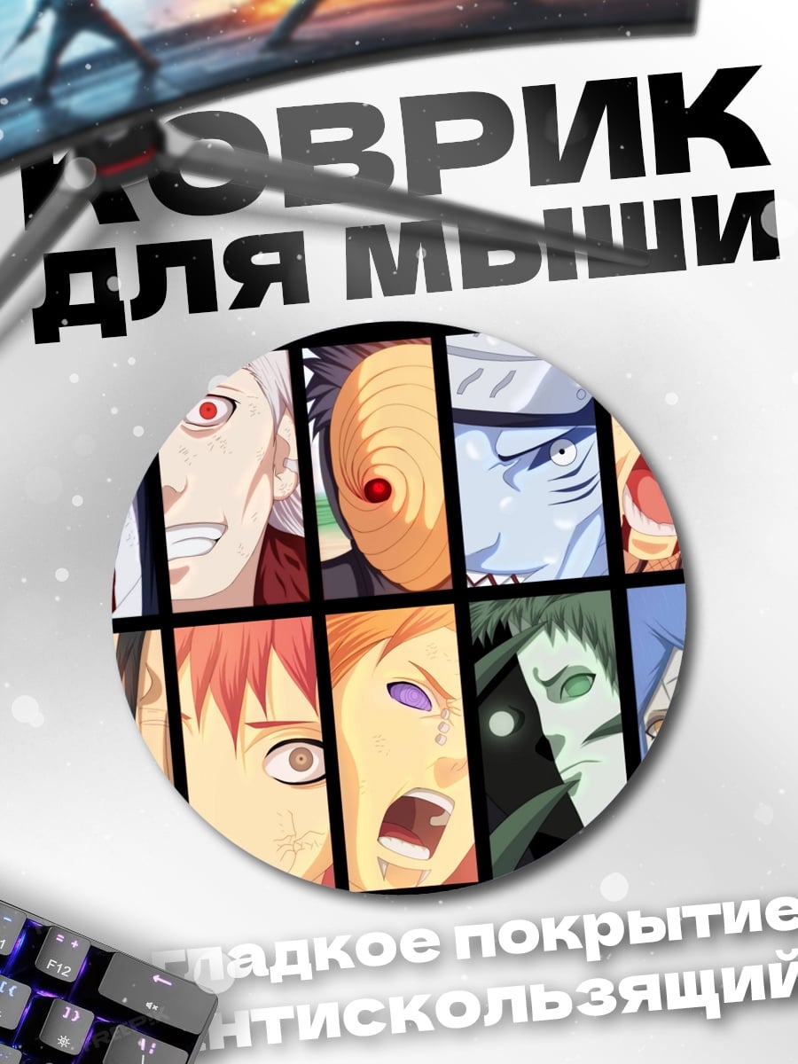 Коврик круглый Лица аниме злодеев