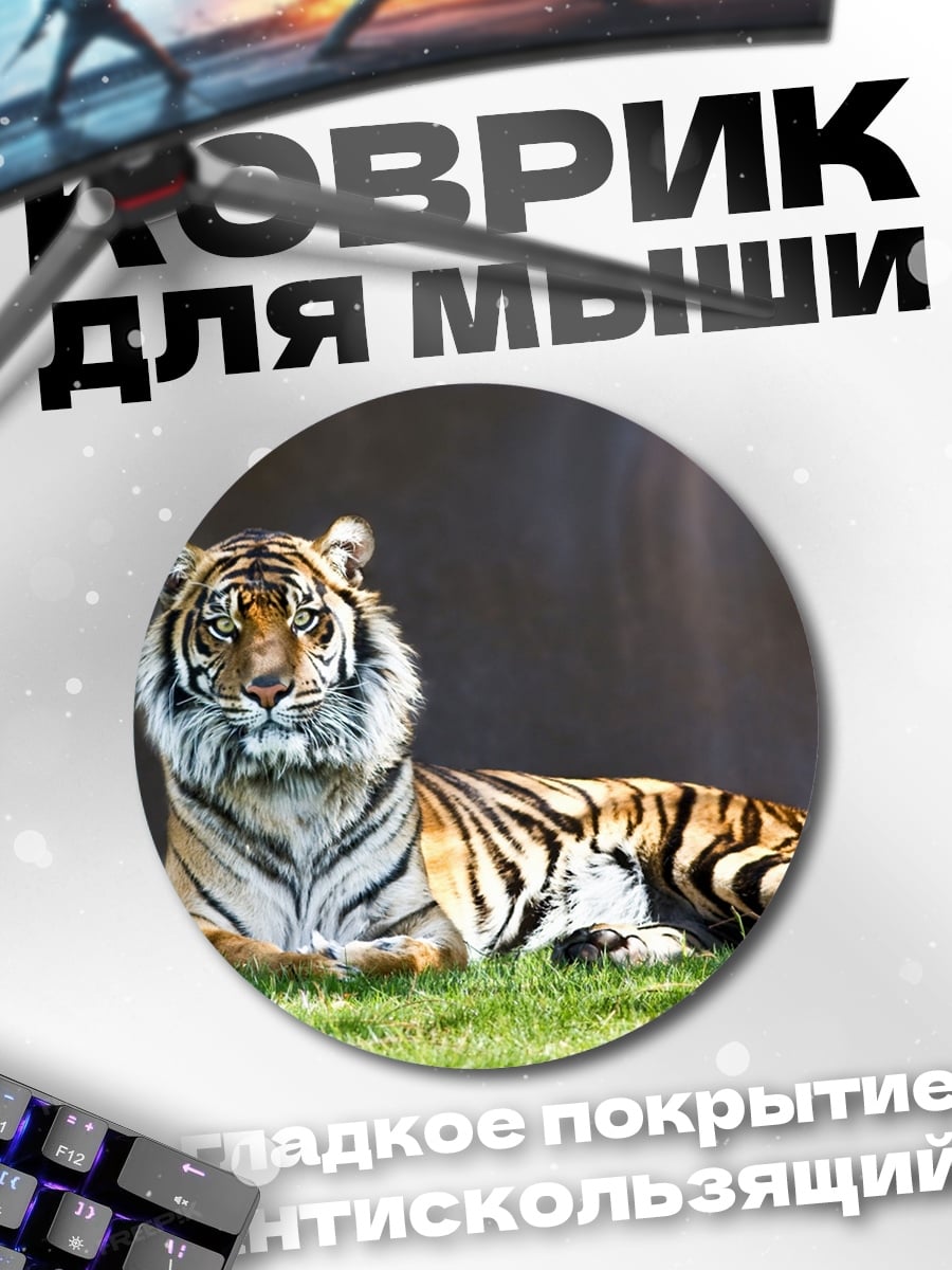Коврик круглый Лежащий тигр
