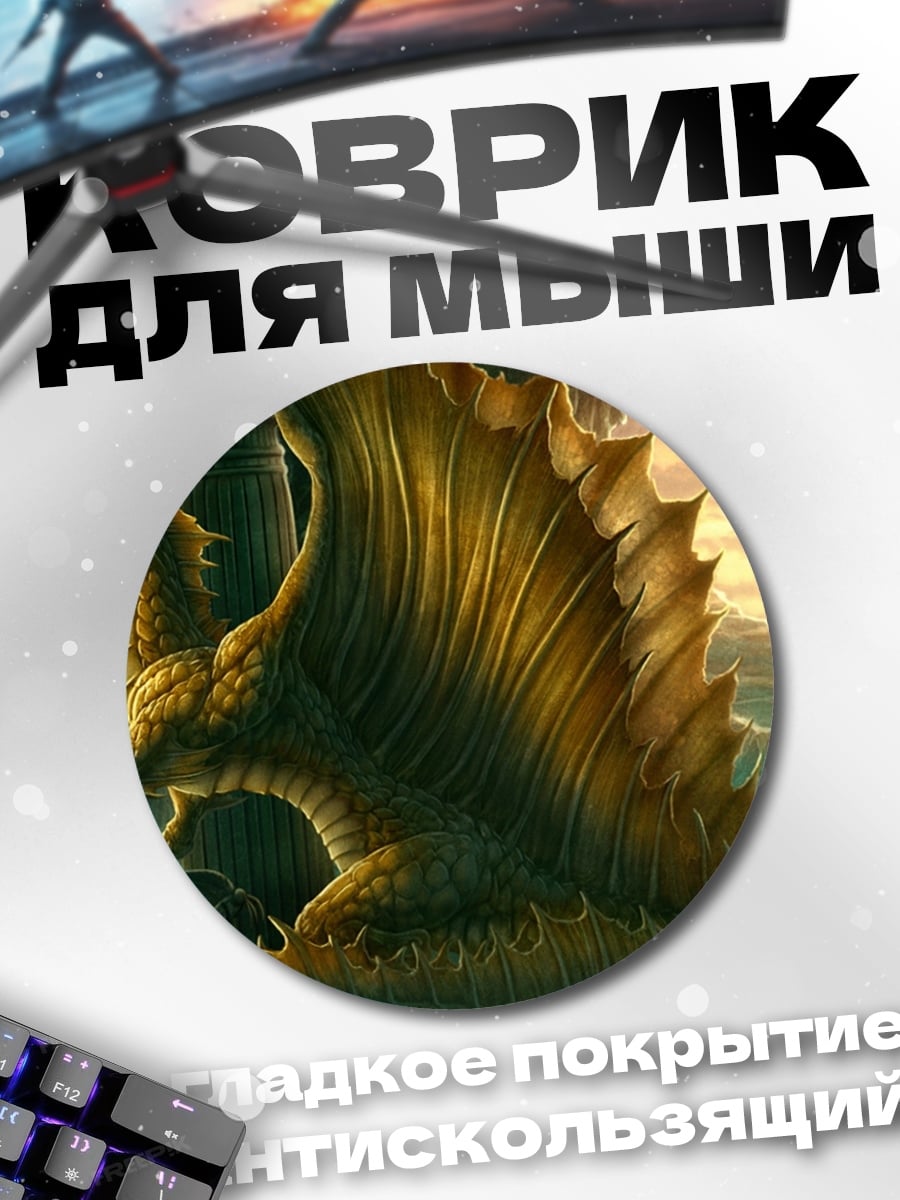 Коврик круглый дракон в библиотеке