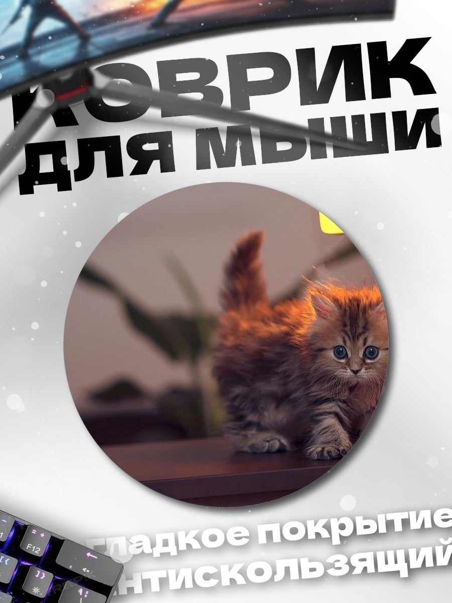 Коврик круглый Котенок на тумбочке