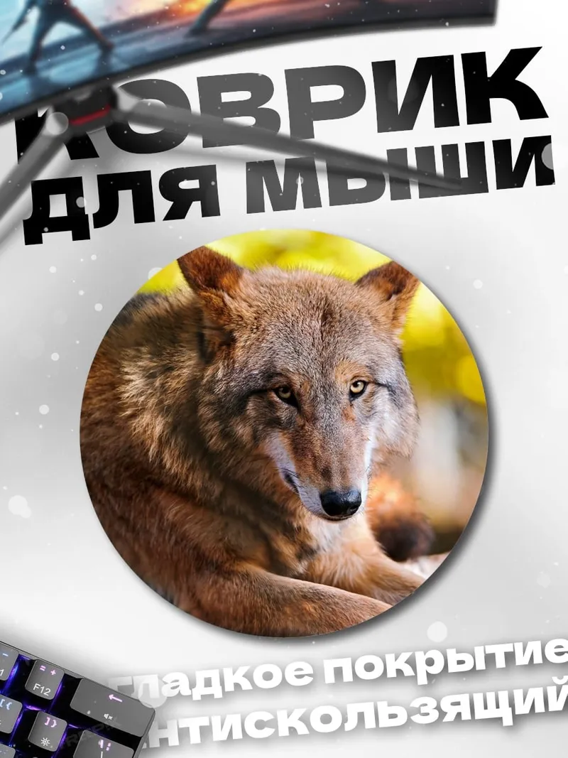 Коврик круглый Рыжий волк