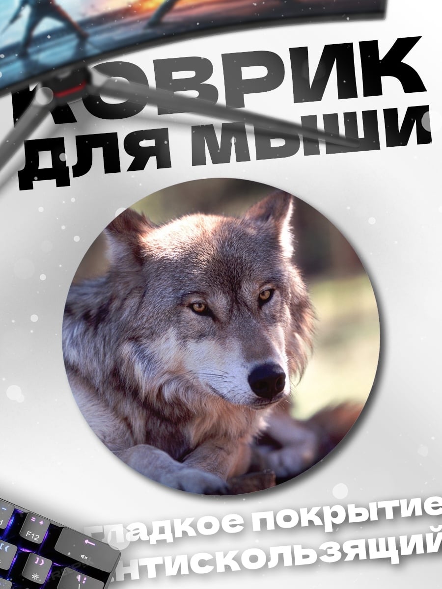Коврик круглый Серьезный волк