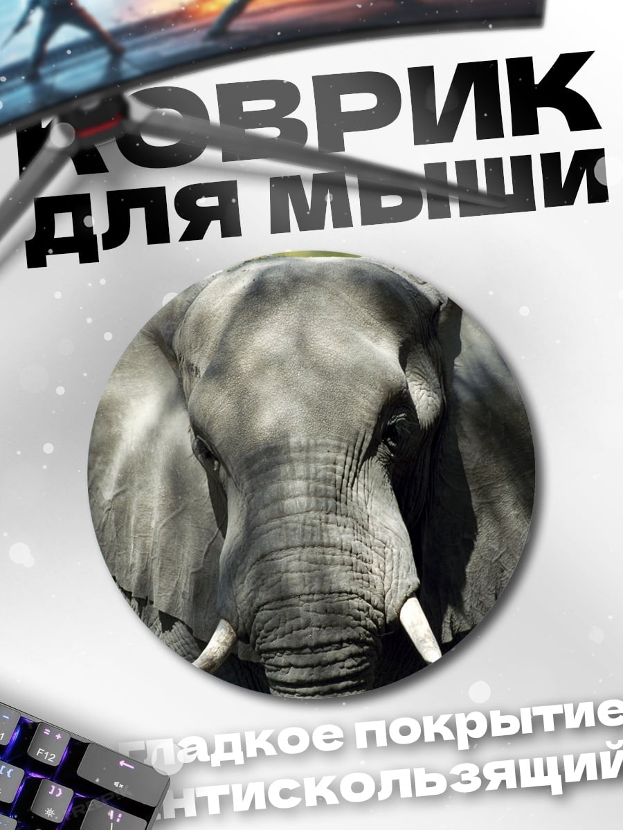 Коврик круглый Слон в саванне