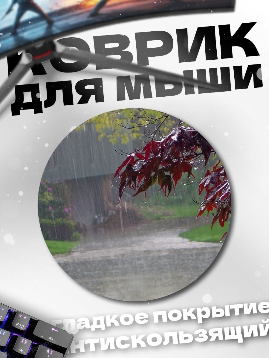 Коврик круглый дождливый парк осень