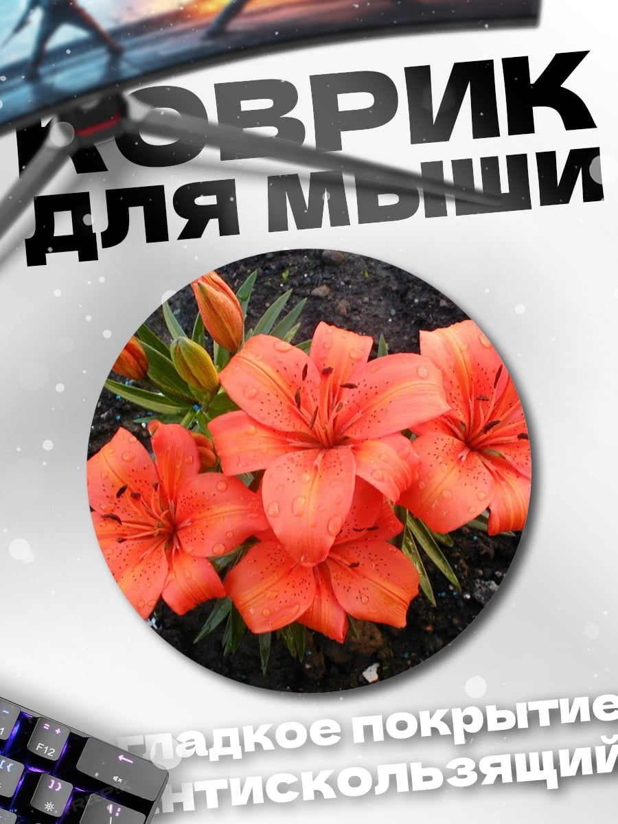 Коврик круглый Оранжевые лилии