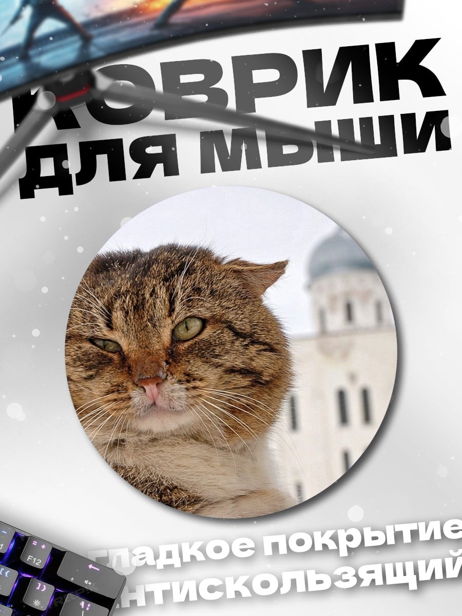 Коврик круглый Кот у собора