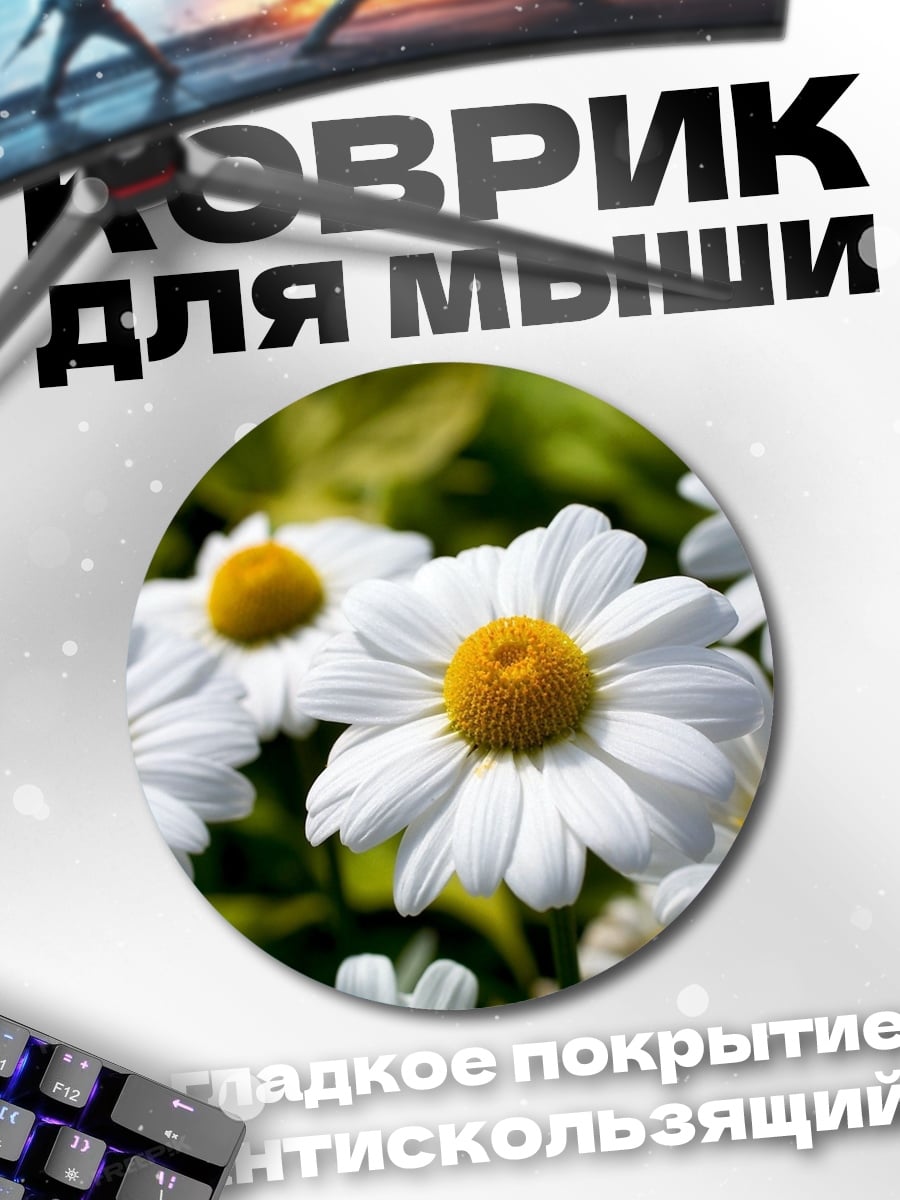 Коврик круглый Белые ромашки