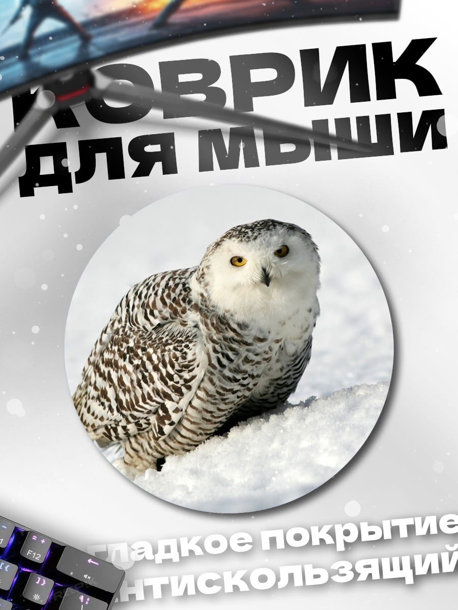 Коврик круглый Белая сова