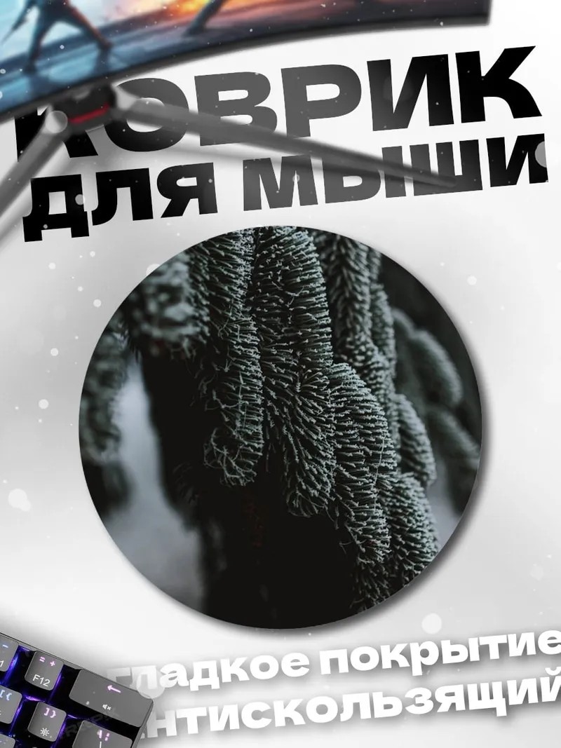 Коврик круглый Заснеженные ветки