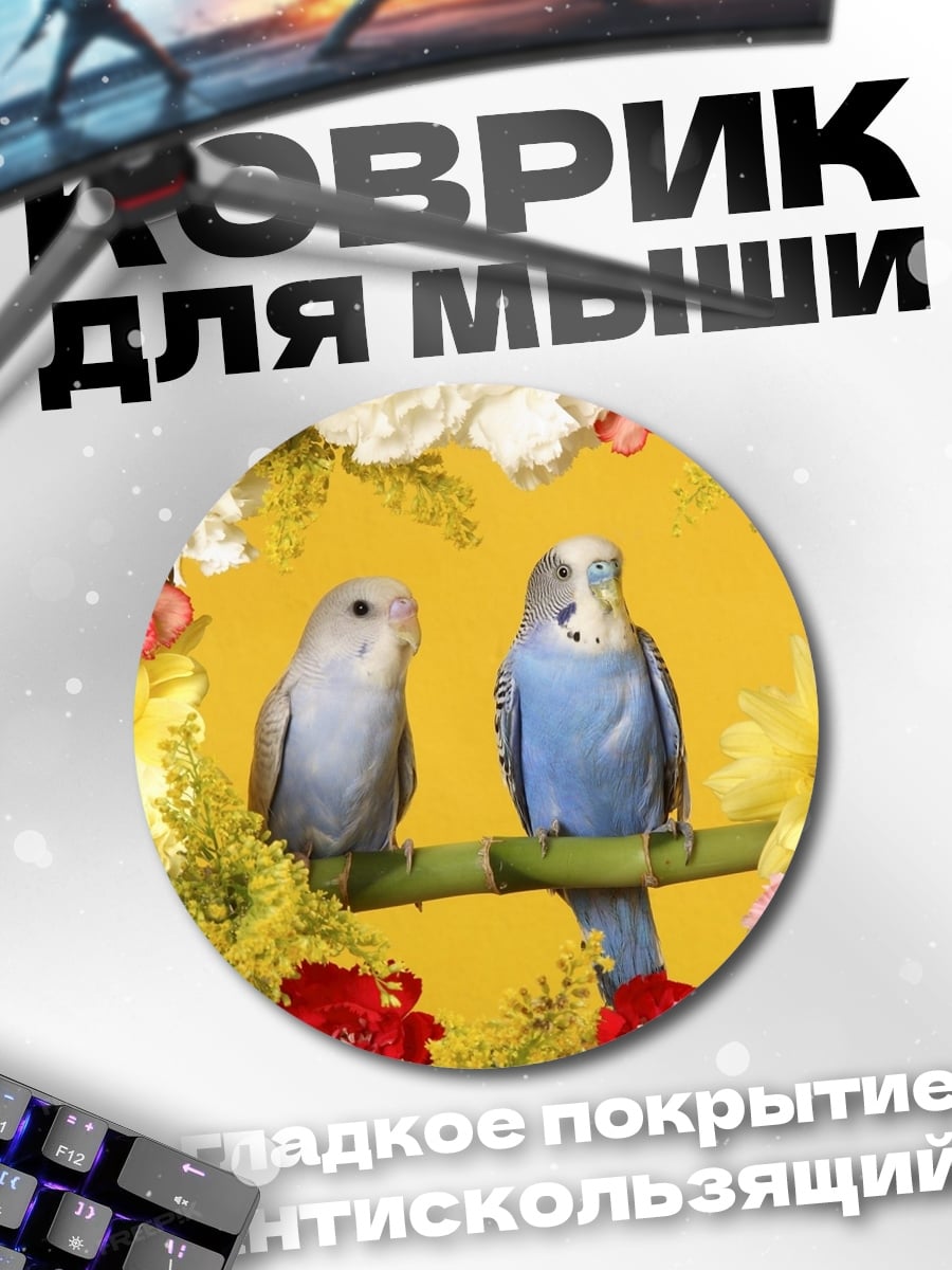 Коврик круглый Две птички в цветах
