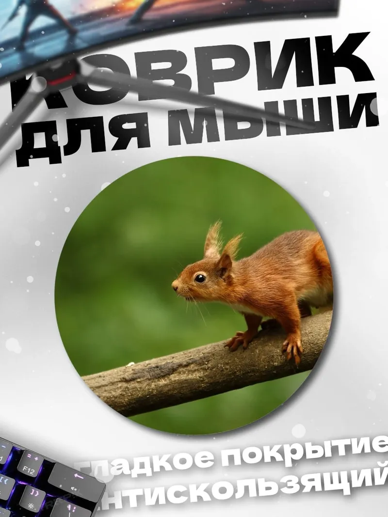 Коврик круглый Белка на ветке