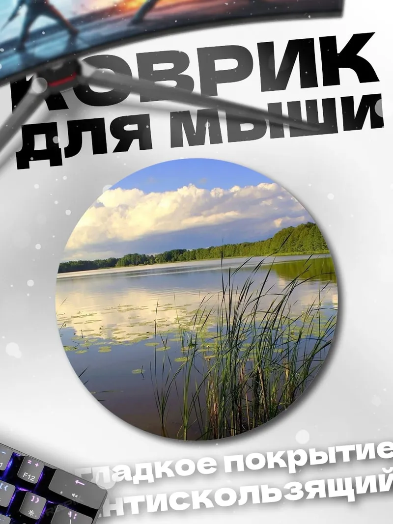 Коврик круглый Озеро в камышах