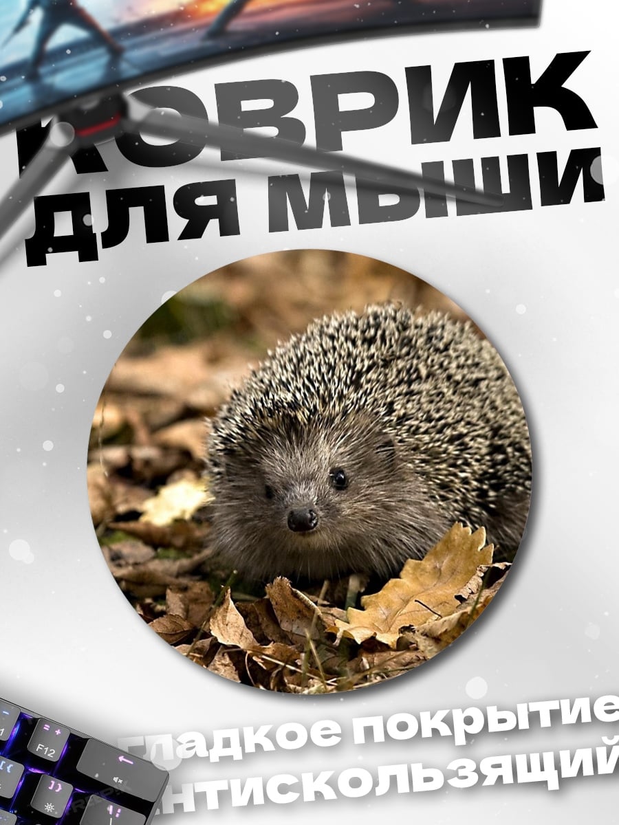 Коврик круглый Ёжик в листьях
