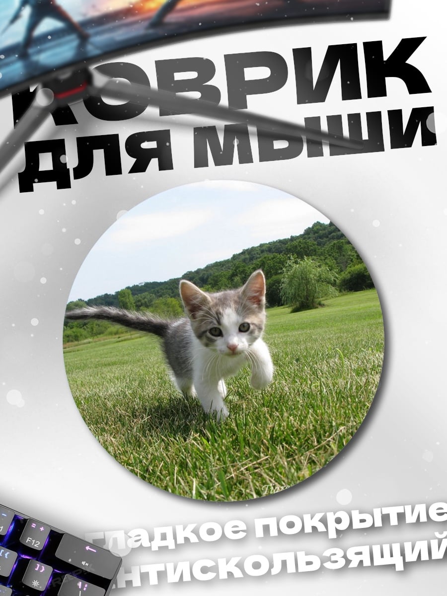 Коврик круглый Котёнок на траве