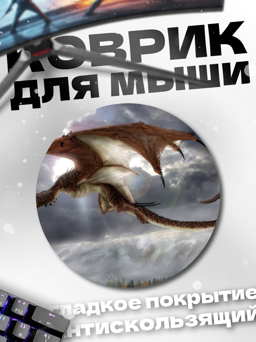 Коврик круглый Летящий дракон