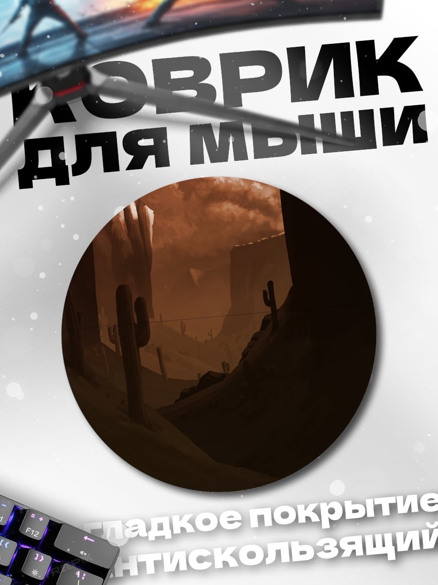 Коврик круглый Пустынный каньон кактусы
