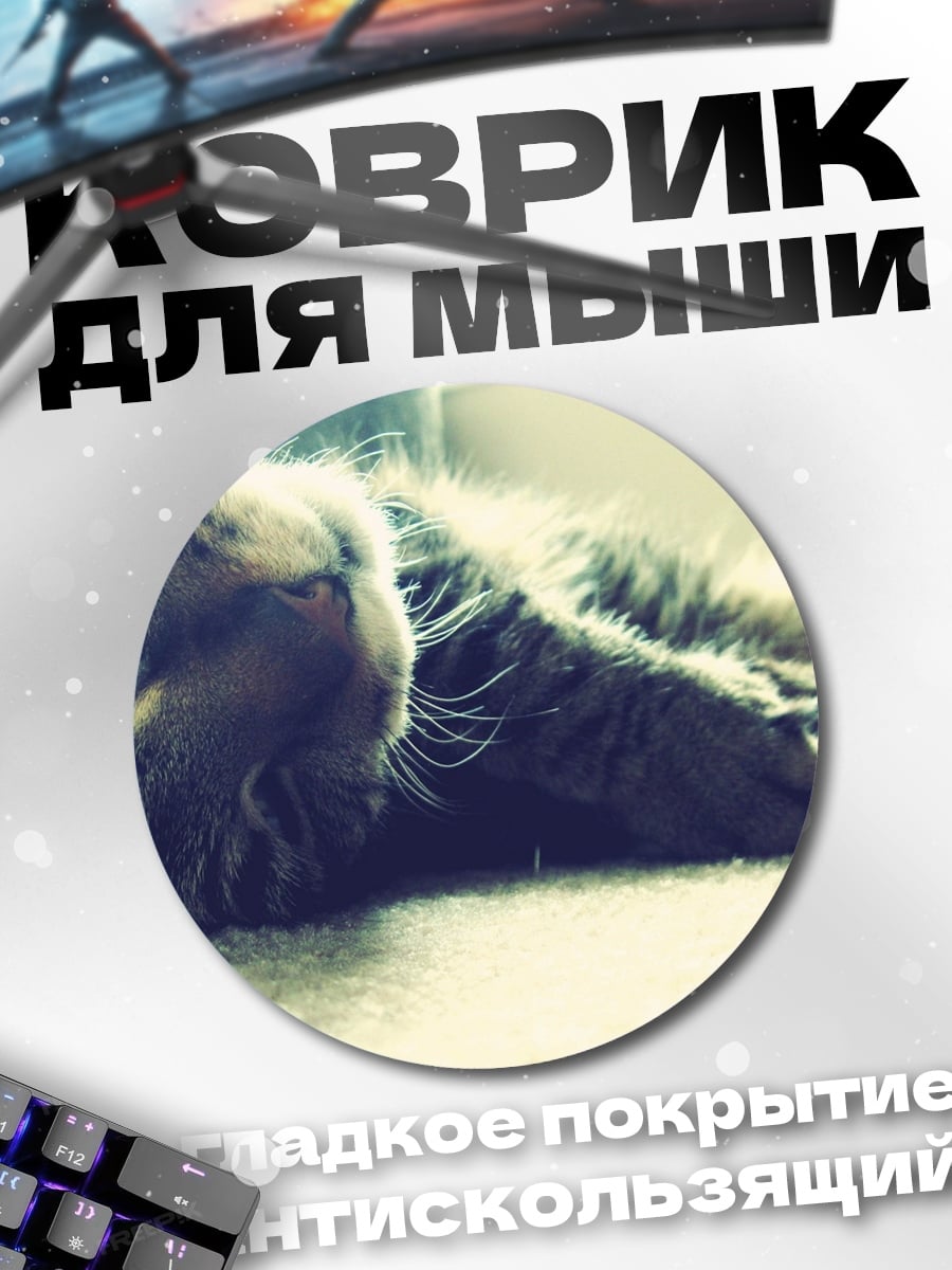 Коврик круглый Ленивый кот отдыхает