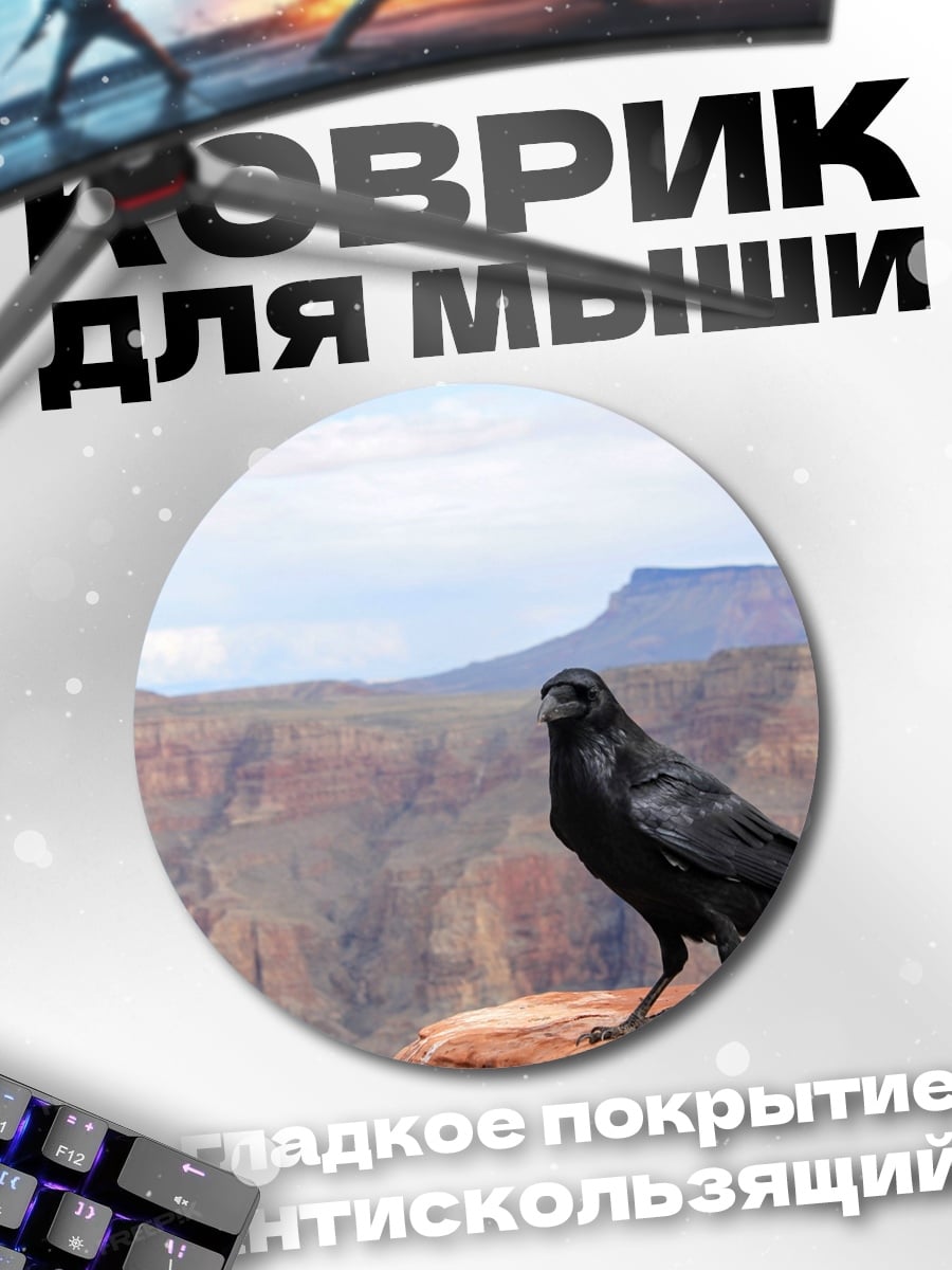 Коврик круглый Ворон на краю