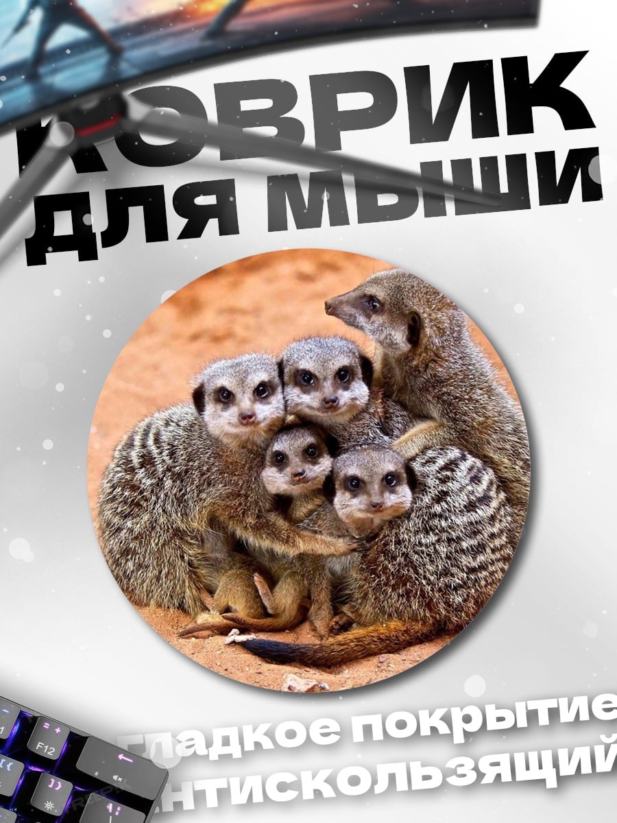 Коврик круглый Семейство сурикатов