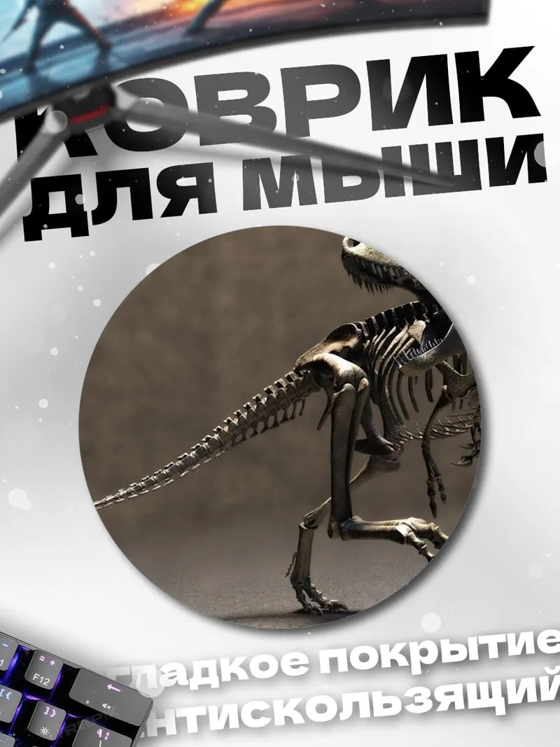 Коврик круглый Скелет динозавра