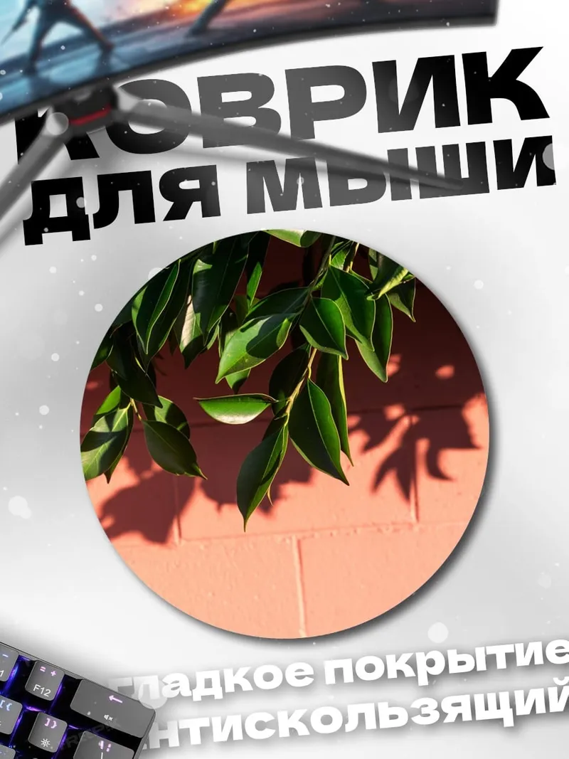 Коврик круглый Тень листвы на стене