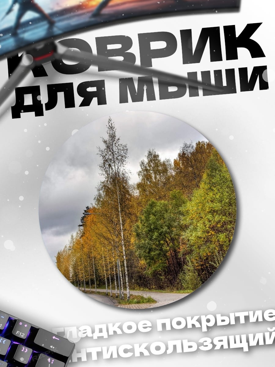 Коврик круглый Осенняя дорога