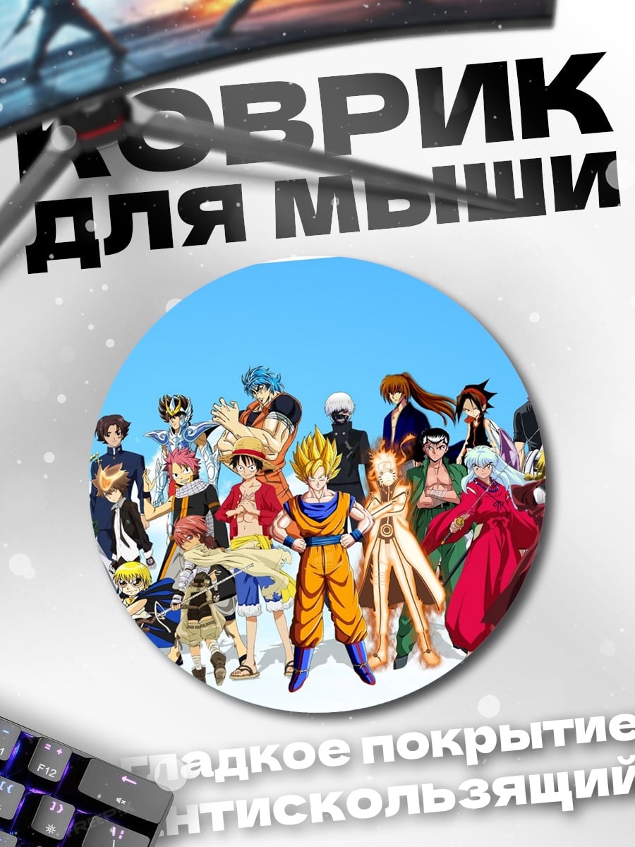 Коврик круглый Сборник аниме героев