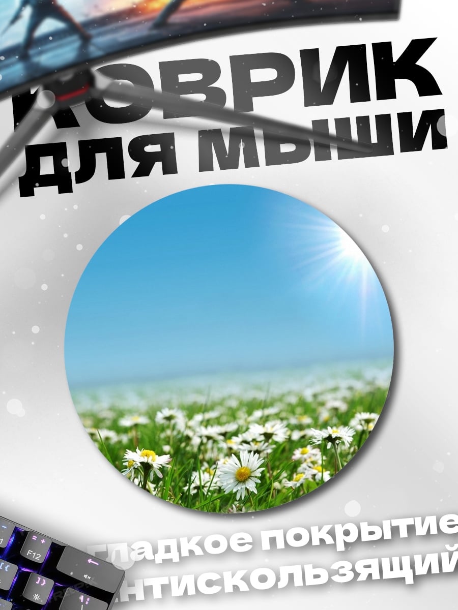 Коврик круглый Летнее поле ромашек