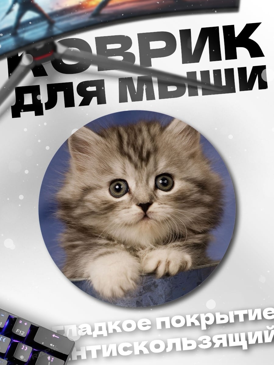 Коврик круглый Пушистый котенок