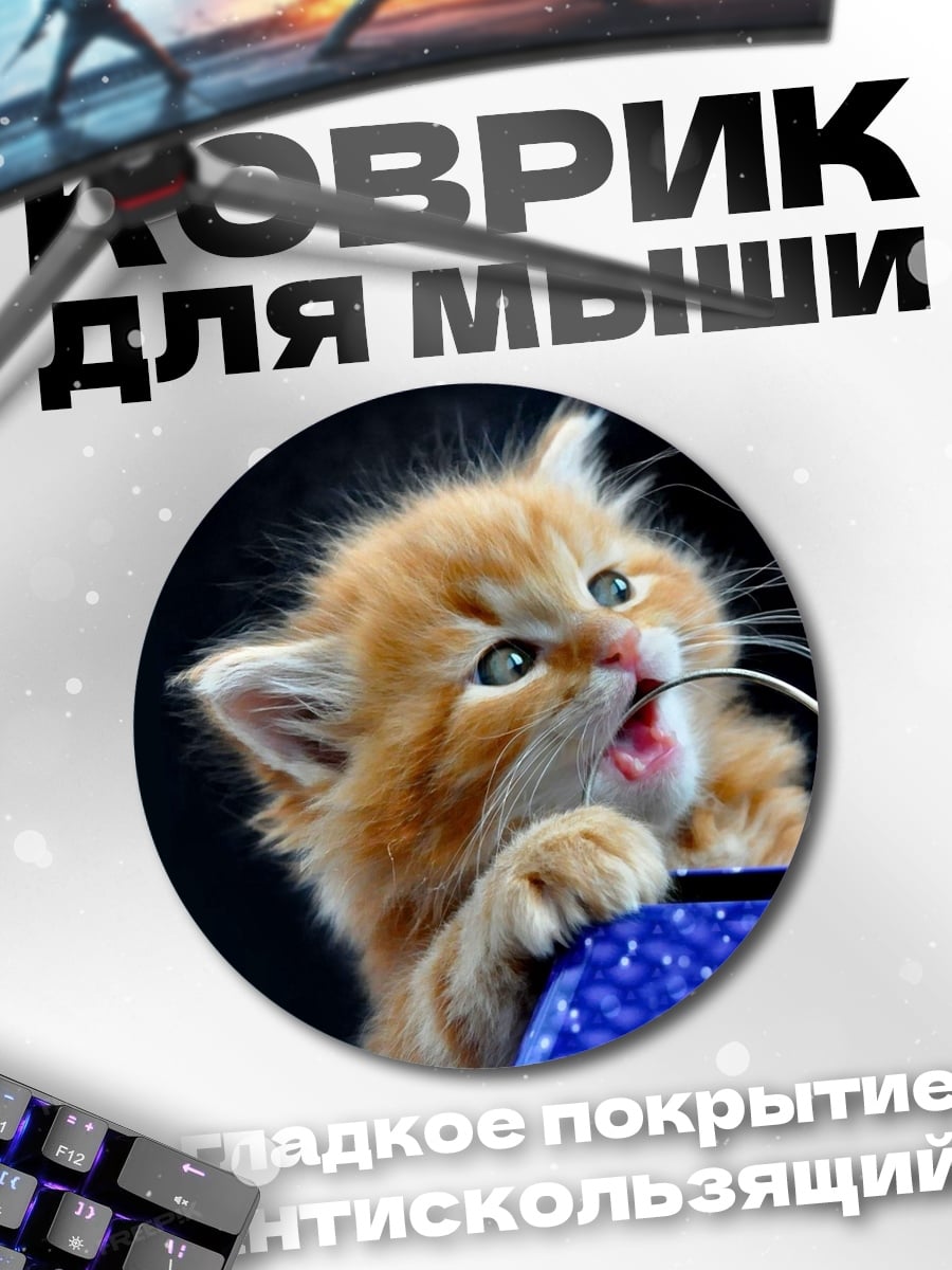 Коврик круглый Рыжий котенок