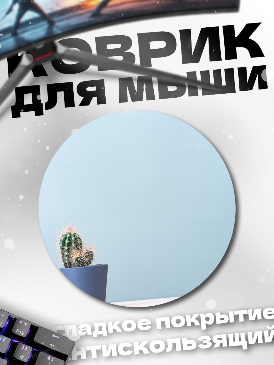 Коврик круглый Кактус в горшке