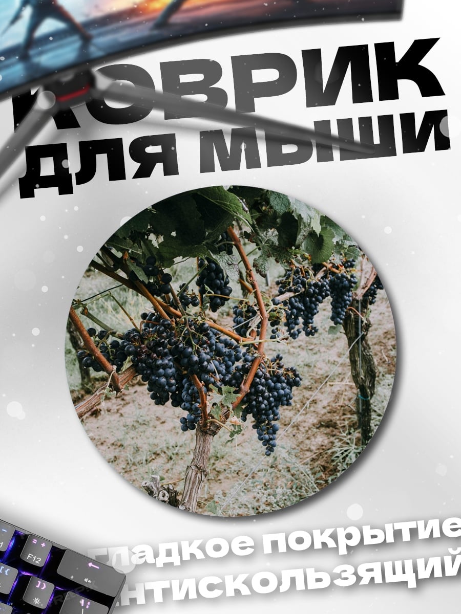 Коврик круглый Виноградная лоза с гроздьями