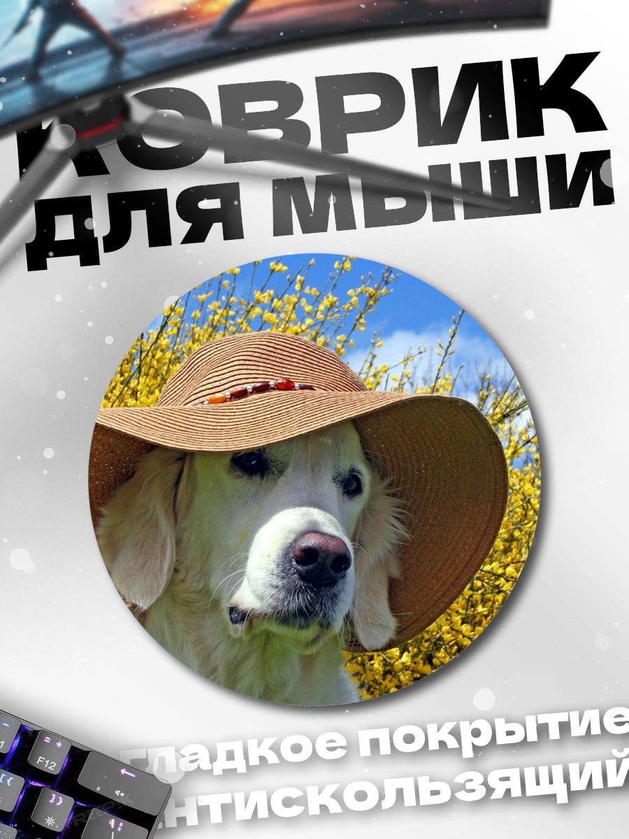 Коврик круглый Собака в шляпе